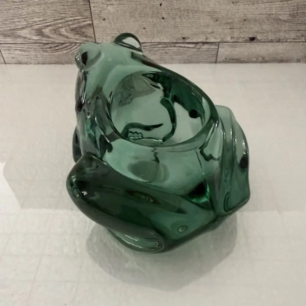 Indiana Glass Green Glass Frog Votive Candle Holder 4.5